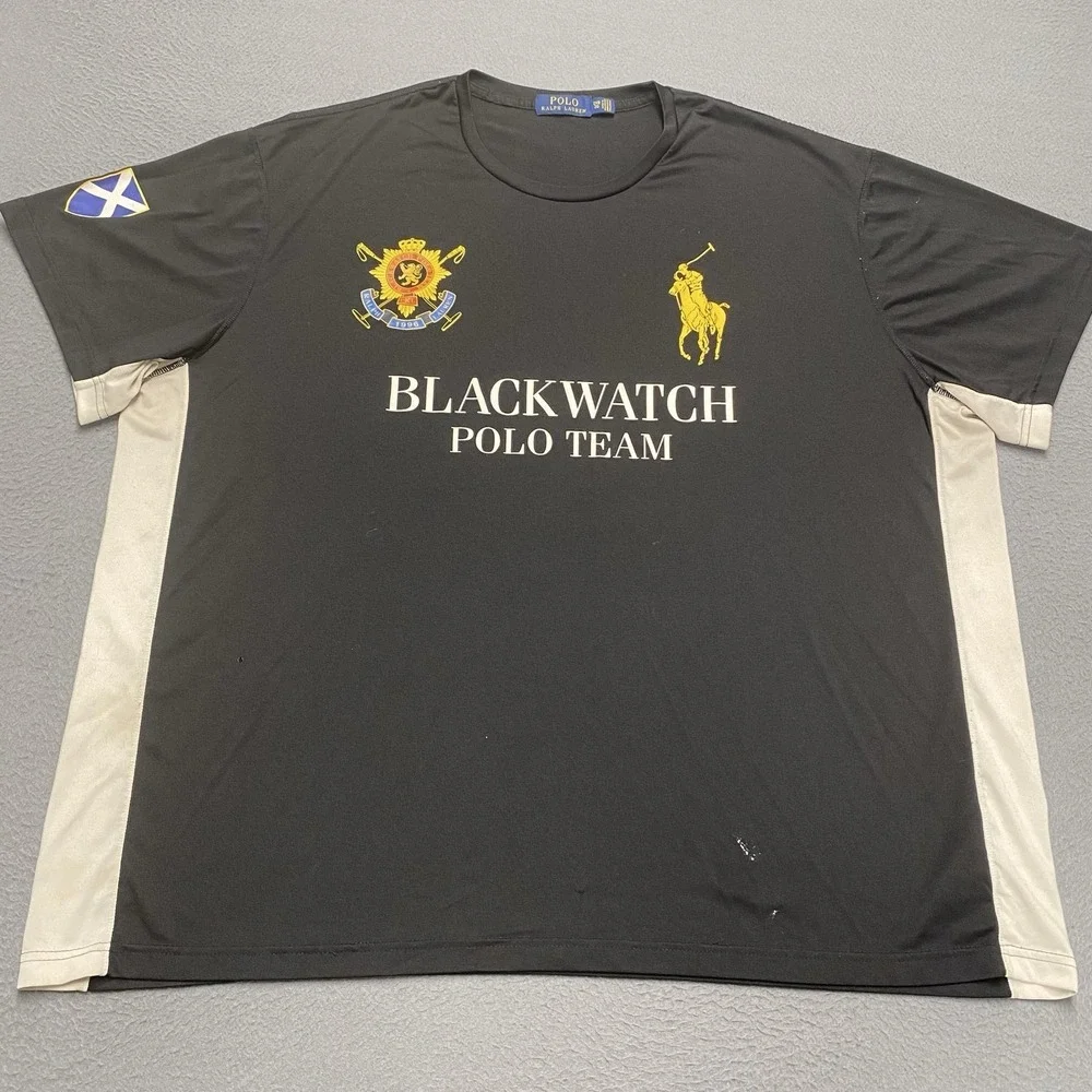 Polo Ralph‎ Lauren Shirt Mens Big 2X Black Blackwatch Polo Team Jersey Tee